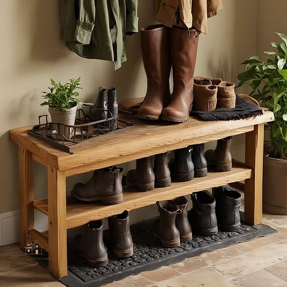 30 Amazing Entryway Bench Ideas on a Budget 14 Bench with a Boot Tray Underneath