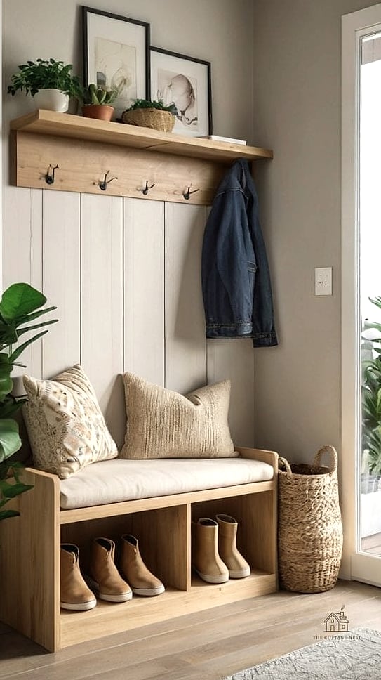 45 Stunning Small Entryway Ideas You'll Absolutely Love 4 A Bench With Built-In Storage
