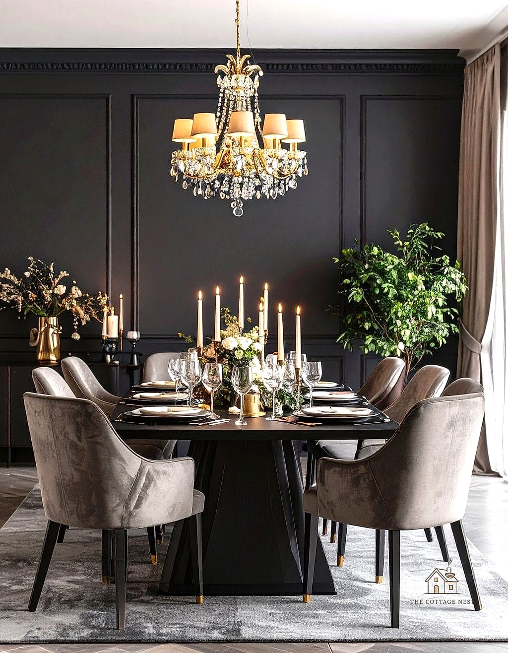 45 Gorgeous Dining Room Paint Color Ideas That Are Totally Doable 19 Black for Drama