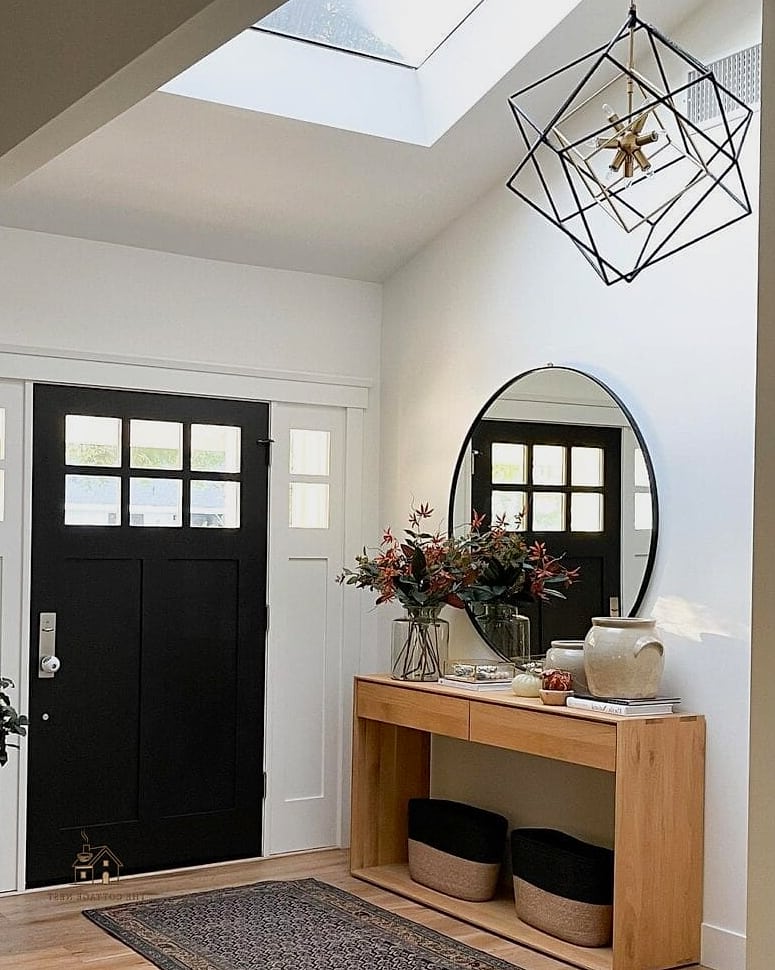 45 Creative Entryway Mirror Ideas That Will Inspire You 10 Black Framed Mirror for Contrast