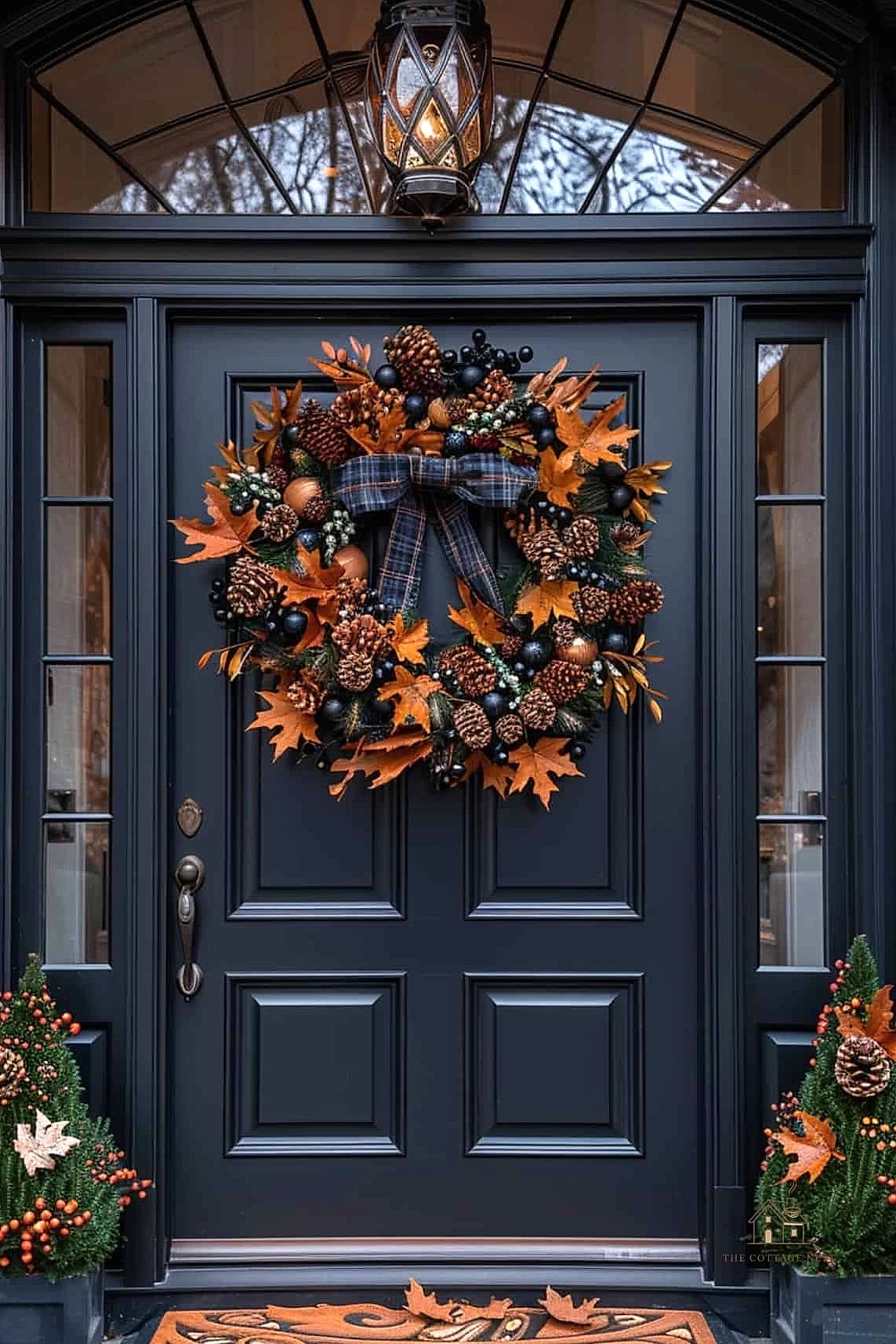 20 Dreamy Fall Wreaths For Front Door to Try This Season 16 Black and Orange Modern Wreath