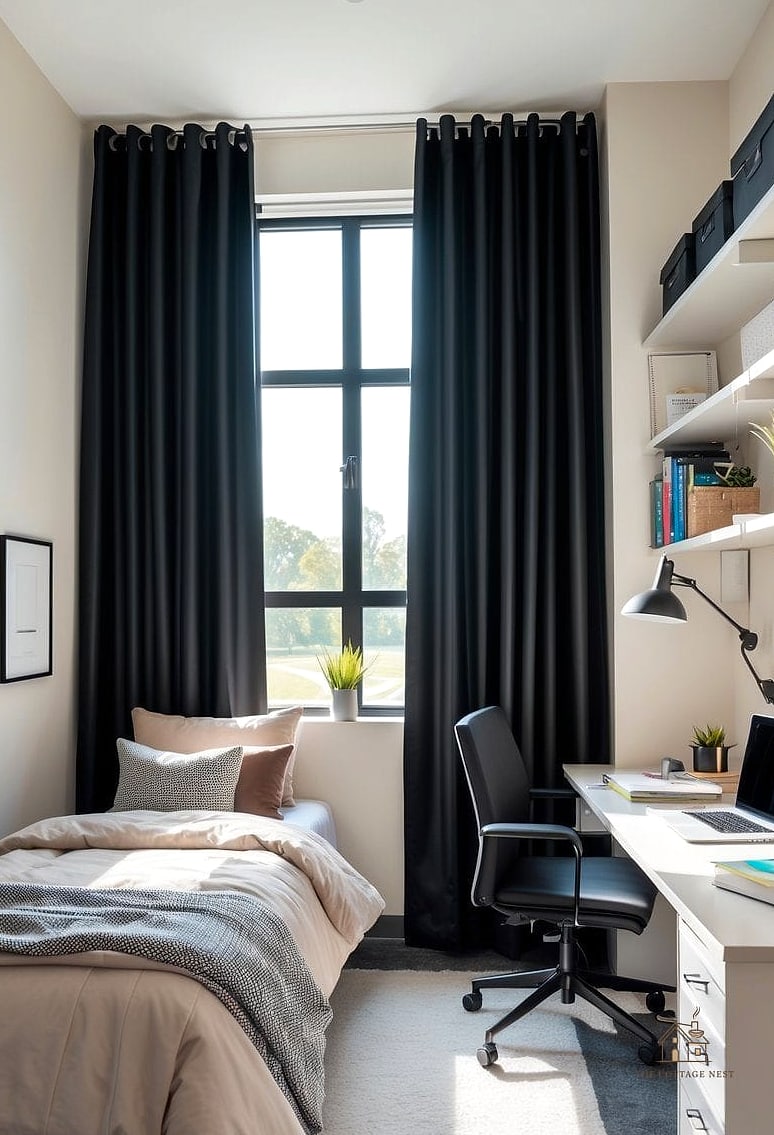 50 Amazing College Dorm Room Ideas For Guys on a Budget 11 Blackout Curtain Panel