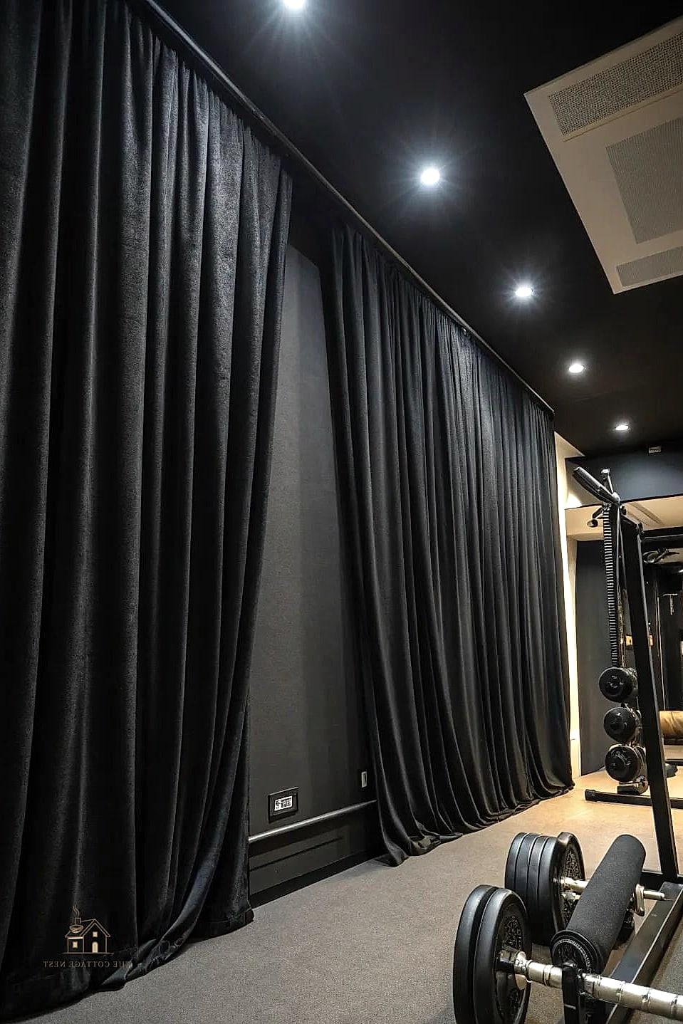 50 Beautiful Garage Gym Ideas to Transform Your Space 19 Blackout Curtain Divider