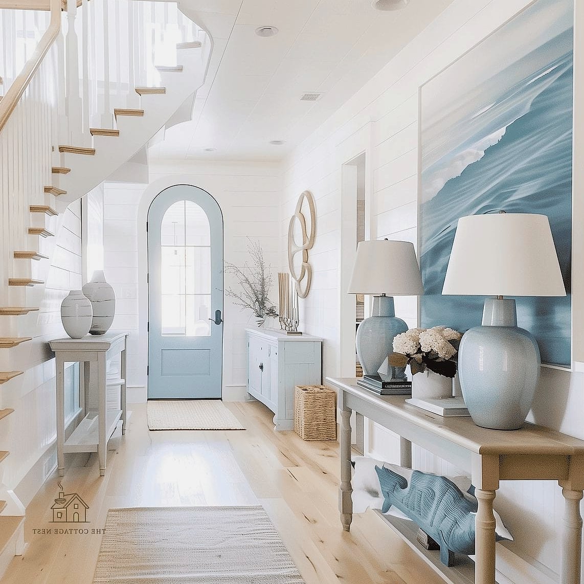 Blue and White Striped Accents