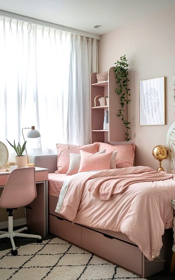 45 Brilliant Pink Dorm Room Ideas to Copy Right Now 14 Blush Pink Command Center for the Wall