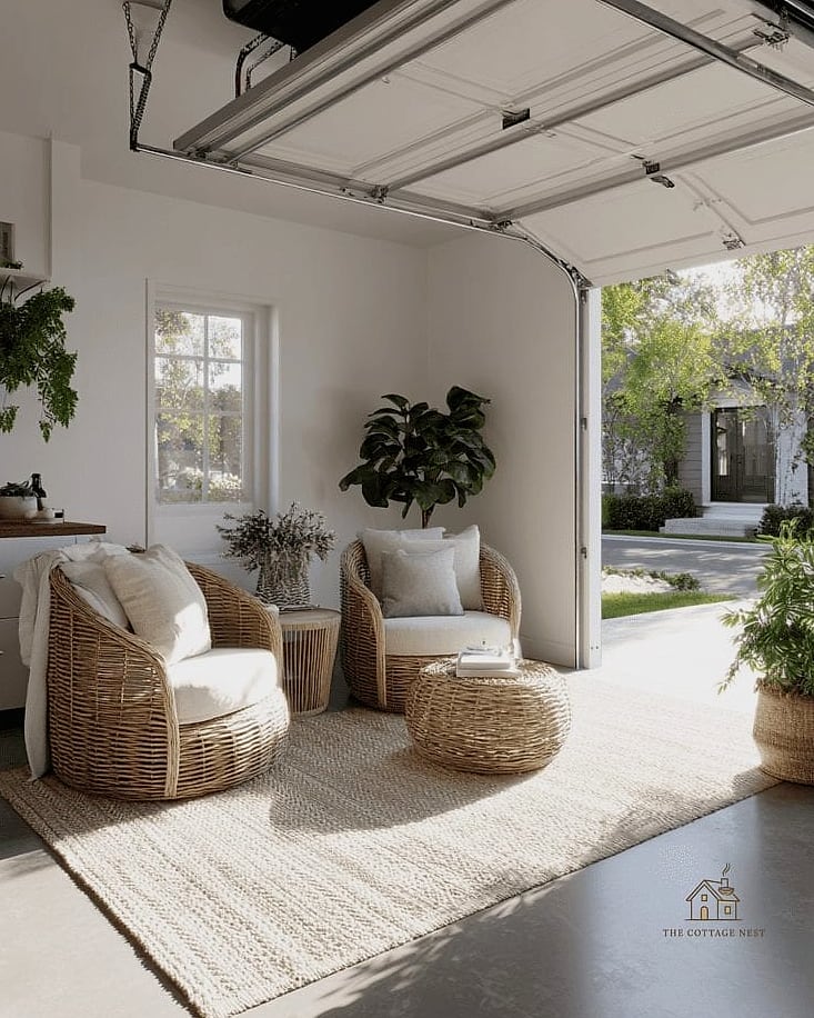 Boho Lounge with Layered Rugs and Poufs