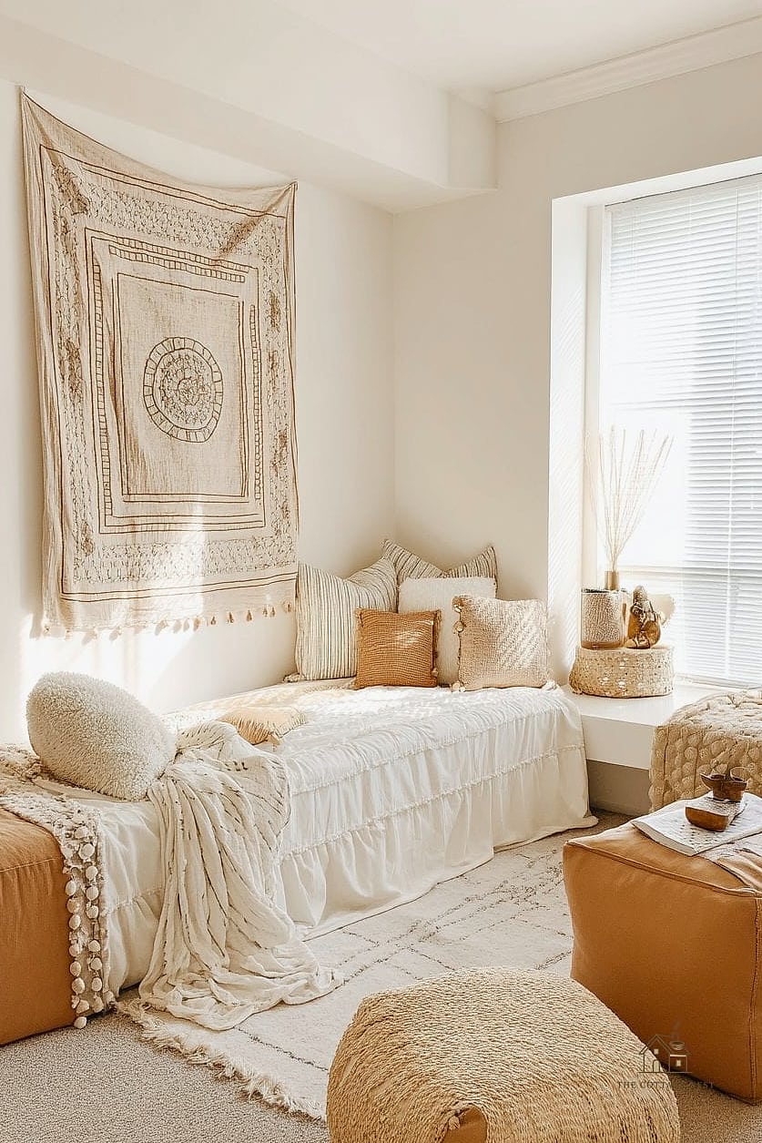 30 Beautiful Boho Dorm Room to Transform Your Space 29 Boho Patterned Bedding Set