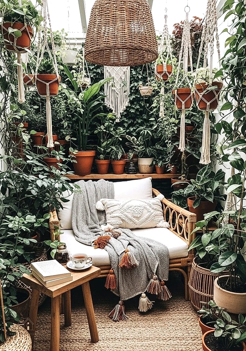 45 Brilliant Boho Garden Ideas to Copy Right Now 31 A Boho Reading Nook with a Canopy Bed Frame