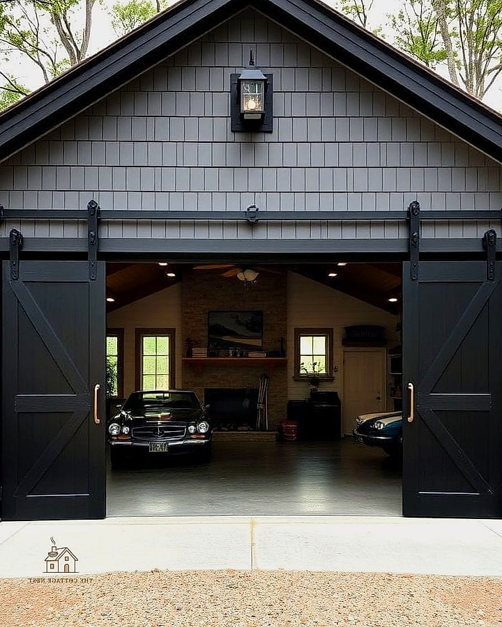 45 Chic Garage Painting Ideas for a Beautiful Home 42 Bold Black and White Stripes
