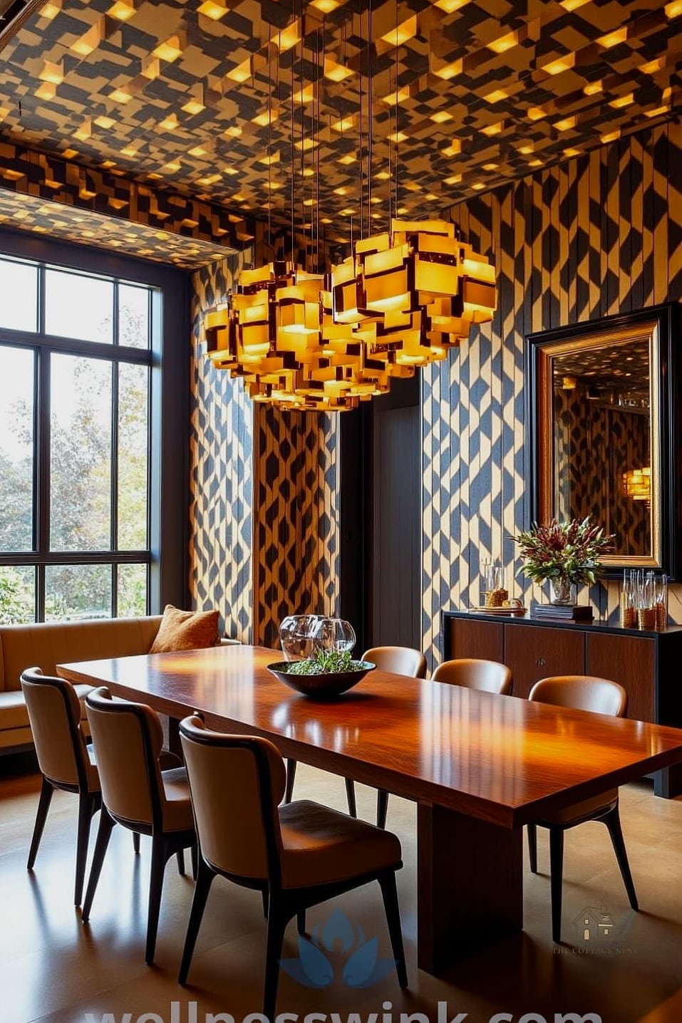25 Stunning Dining Room Accent Wall Ideas You'll Absolutely Love 4 Bold Geometric Wallpaper