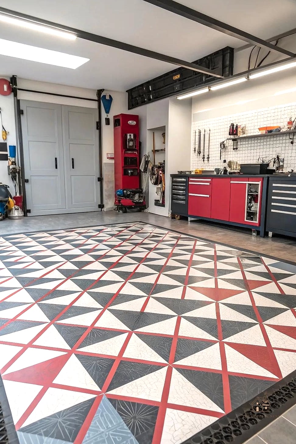 25 Chic Garage Floor Ideas for a Beautiful Home 12 Bold Geometric Floor Decals