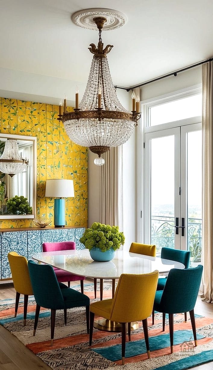 30 Clever Eclectic Dining Room Ideas for Every Style 14 Bold Painted Table Legs