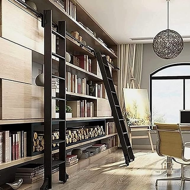 50 Clever Stairs Wall Decor Ideas for Every Style 45 Bookshelf Ladder Display