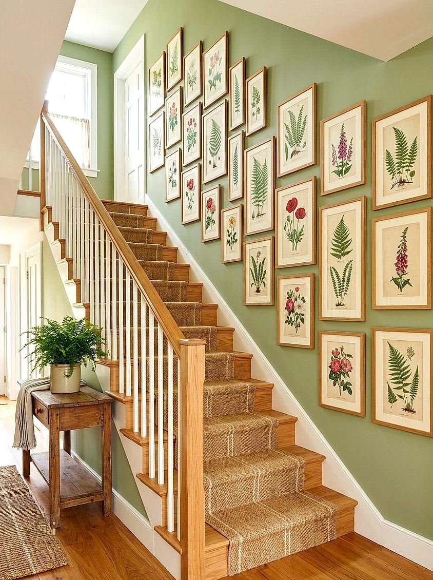 50 Clever Stairs Wall Decor Ideas for Every Style 32 Botanical Pressed Flower Frames
