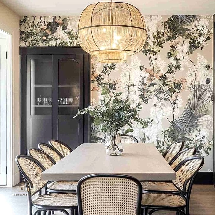 50 Beautiful Dining Room Wallpaper Ideas to Transform Your Space 2 Botanical Print Wallpaper