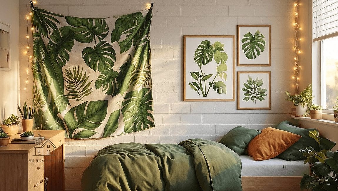 35 Brilliant Dorm Room Wall Decor to Copy Right Now 23 Botanical Wall Shelf with Faux Plants