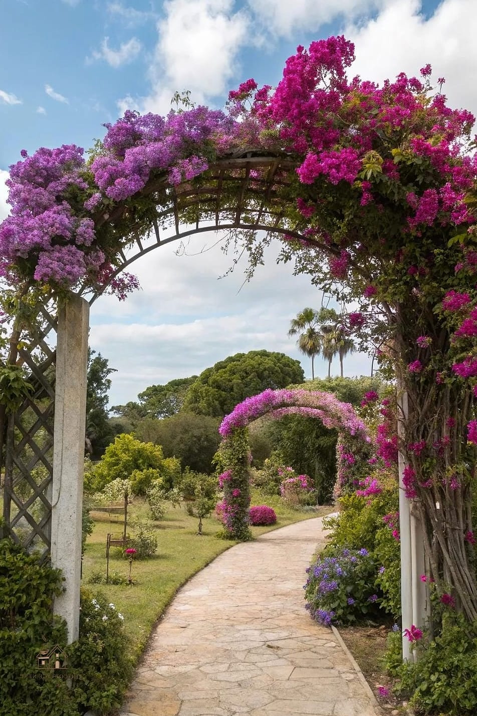 30 Dreamy Florida Landscaping Ideas to Try This Season 13 Bougainvillea-Covered Pergola