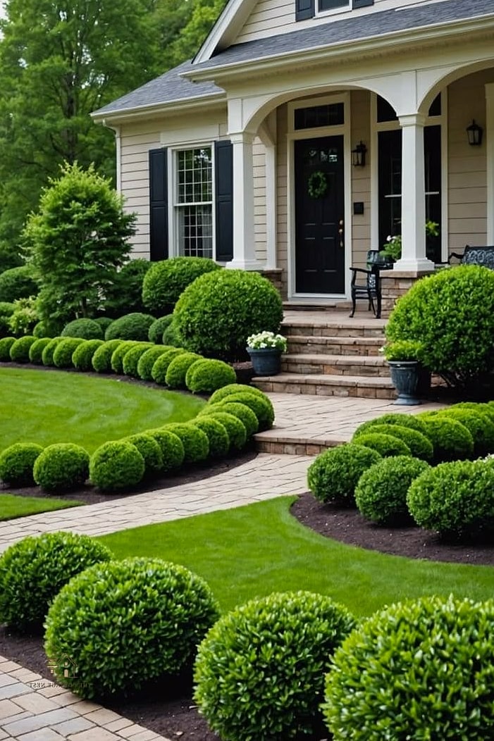 45 Gorgeous Front Yard Garden Ideas That Are Totally Doable 4 Boxwood Hedges for Structure