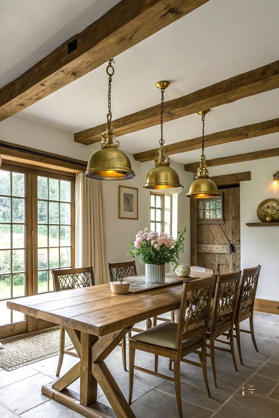 45 Brilliant Farmhouse Dining Room Lighting Ideas to Copy Right Now 20 Brass Accent Chandelier