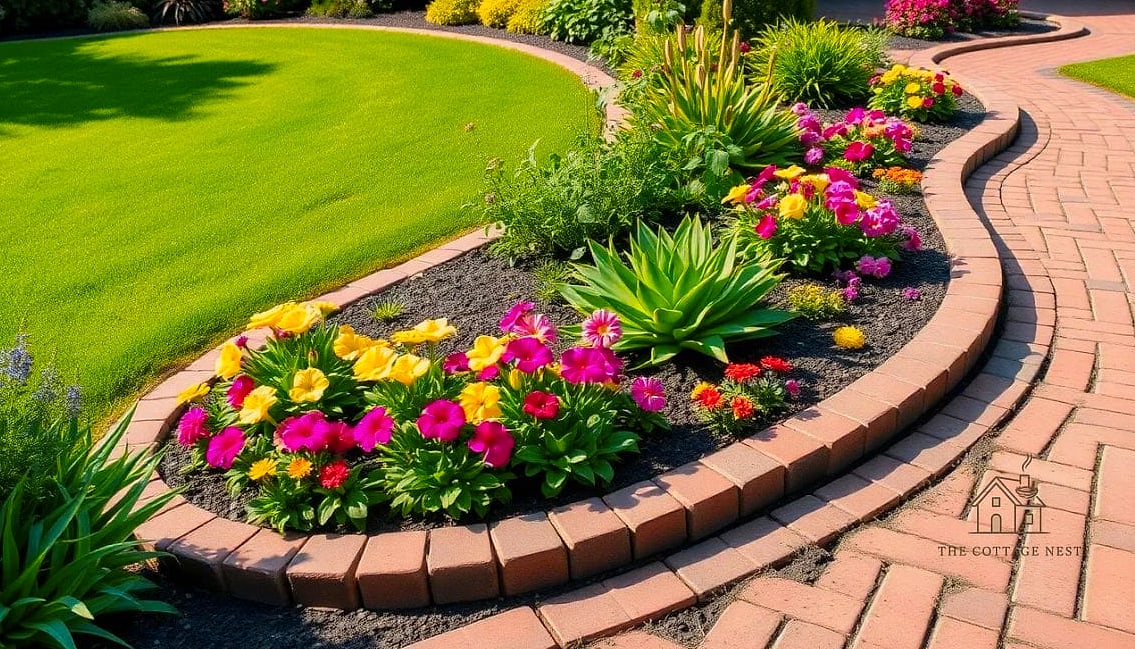 50 Beautiful Garden Border Ideas to Transform Your Space 16 Brick-on-Edge Border