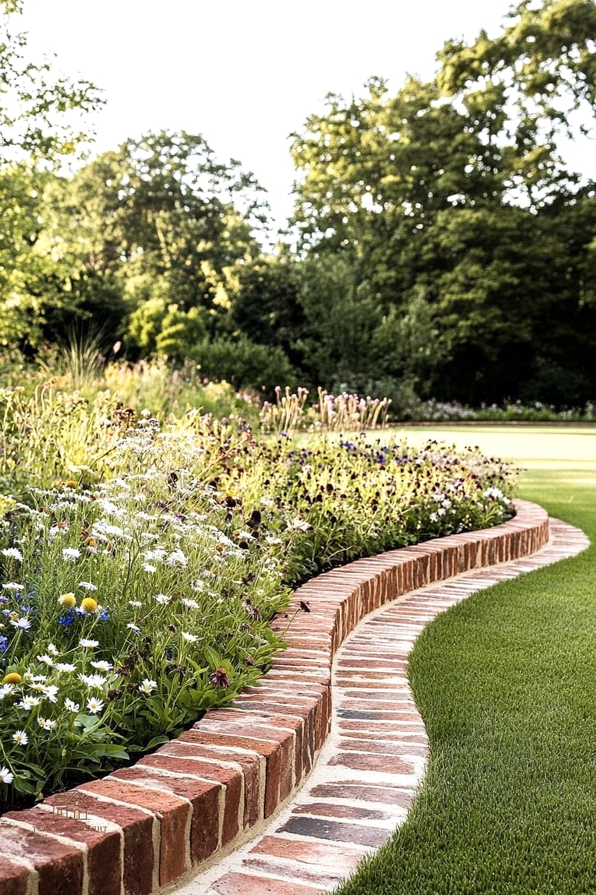 50 Beautiful Garden Border Ideas to Transform Your Space 44 Brick and Grass Checkerboard Border