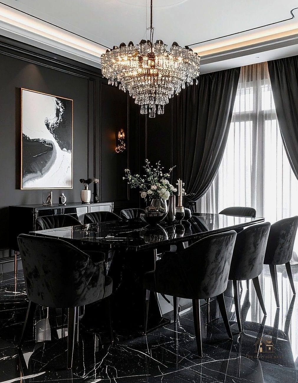 15 Stunning Black Dining Table Decor Ideas You'll Absolutely Love 4 Bring In a Low, Lush Centerpiece