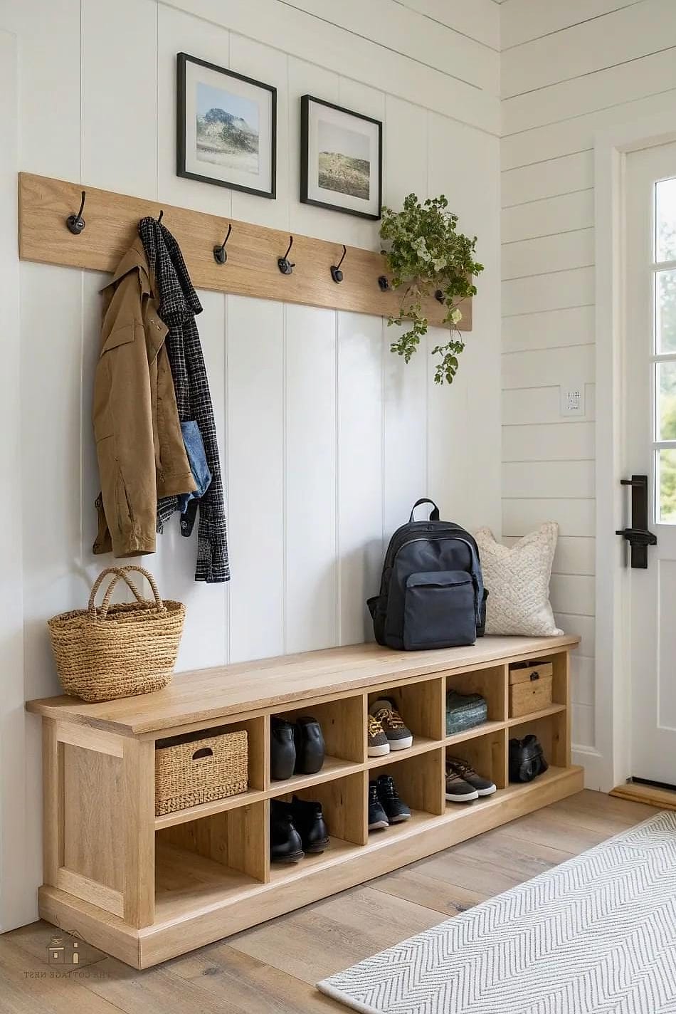 30 Amazing Entryway Bench Ideas on a Budget 8 Built-In Bench with Cubbies