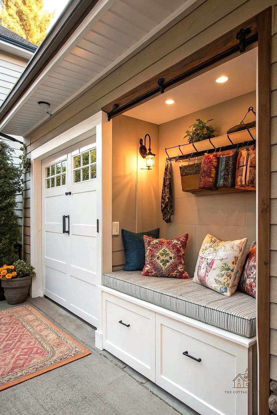 Built-In Bench Seating Along the Walls
