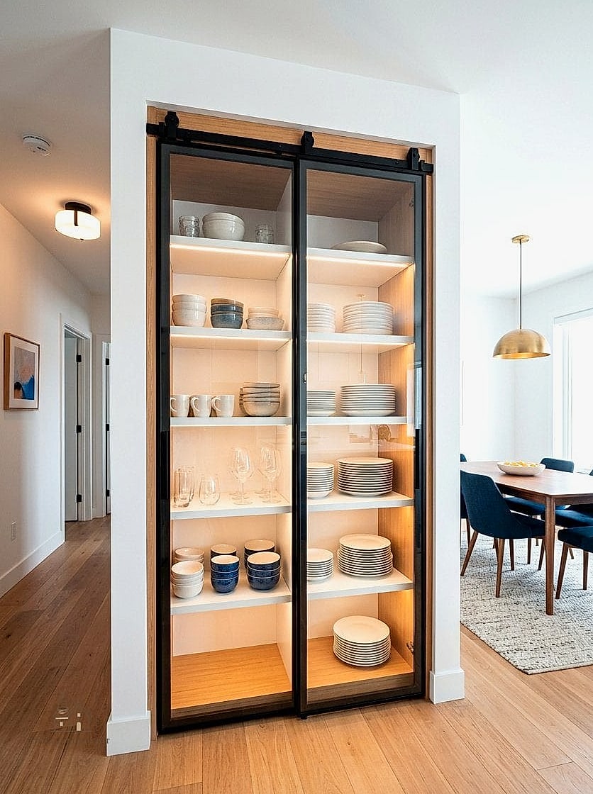 50 Amazing Dining Room Built In Ideas on a Budget 48 Built-In Cabinet with Sliding Barn Doors