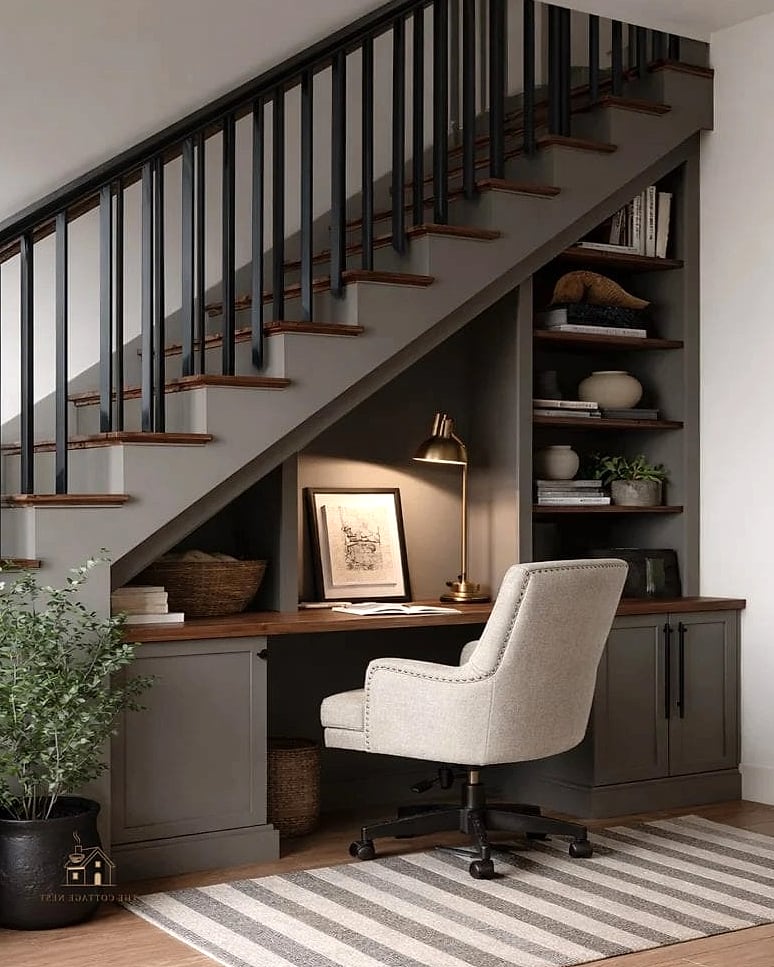 25 Gorgeous Under Stairs Ideas That Are Totally Doable 20 A Built-In Desk Nook for Kids