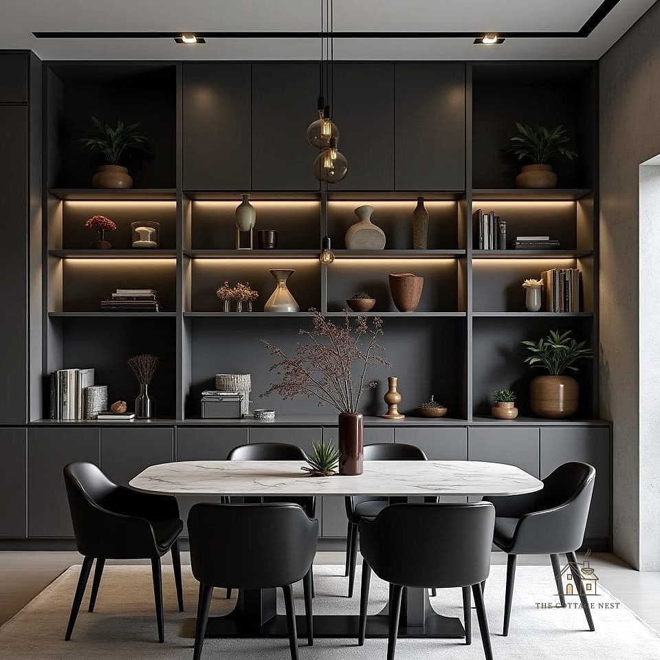 50 Amazing Dining Room Built In Ideas on a Budget 27 Built-In Display Shelf for Collectibles