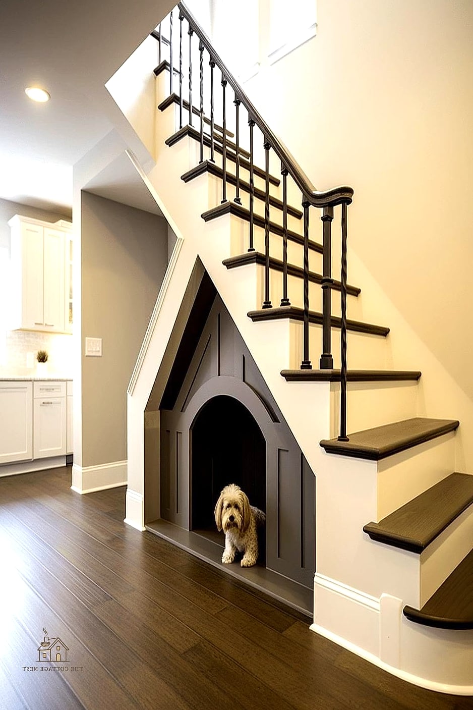 25 Gorgeous Under Stairs Ideas That Are Totally Doable 12 A Built-In Dog House or Pet Nook