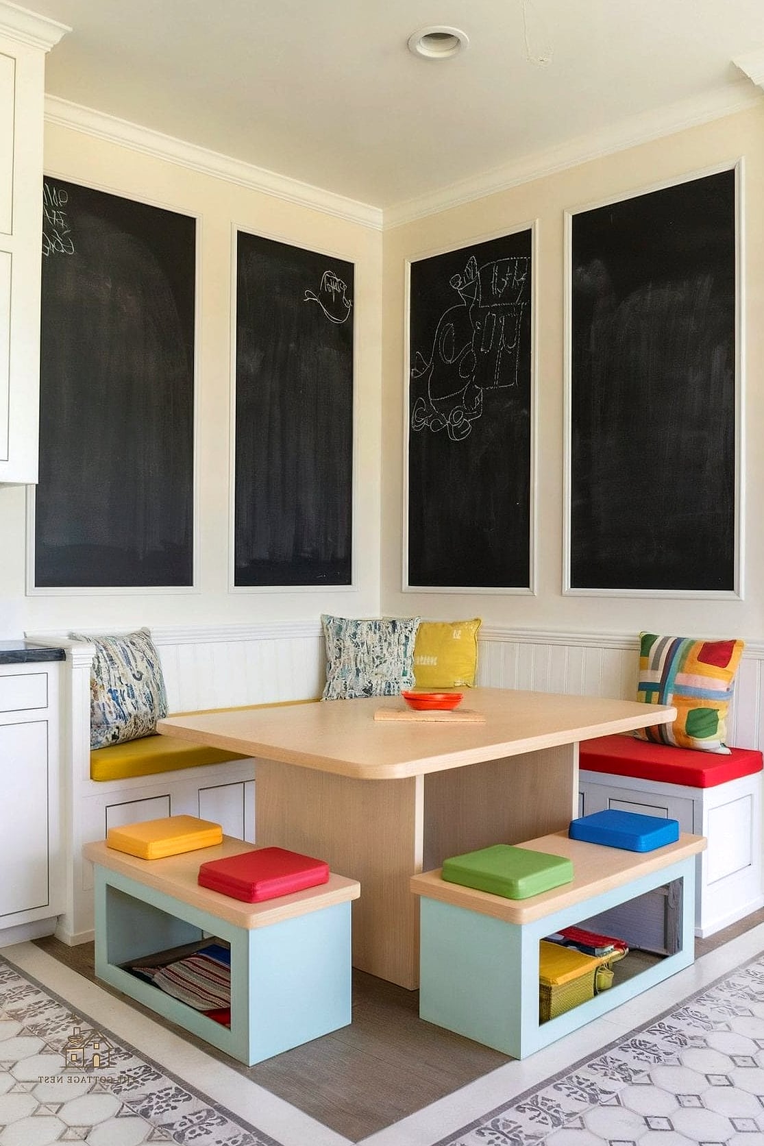 50 Amazing Dining Room Built In Ideas on a Budget 33 Built-In Nook for a Kids' Art Display