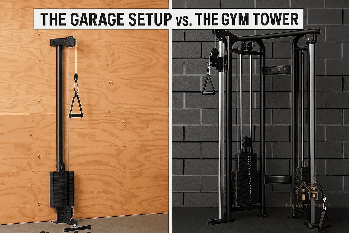 50 Beautiful Garage Gym Ideas to Transform Your Space 29 Cable Machine Feature Wall