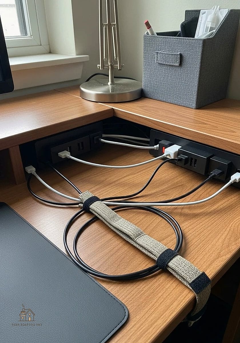 25 Gorgeous Dorm Room Ideas For Guys That Are Totally Doable 6 Cable Management Box Under the Desk