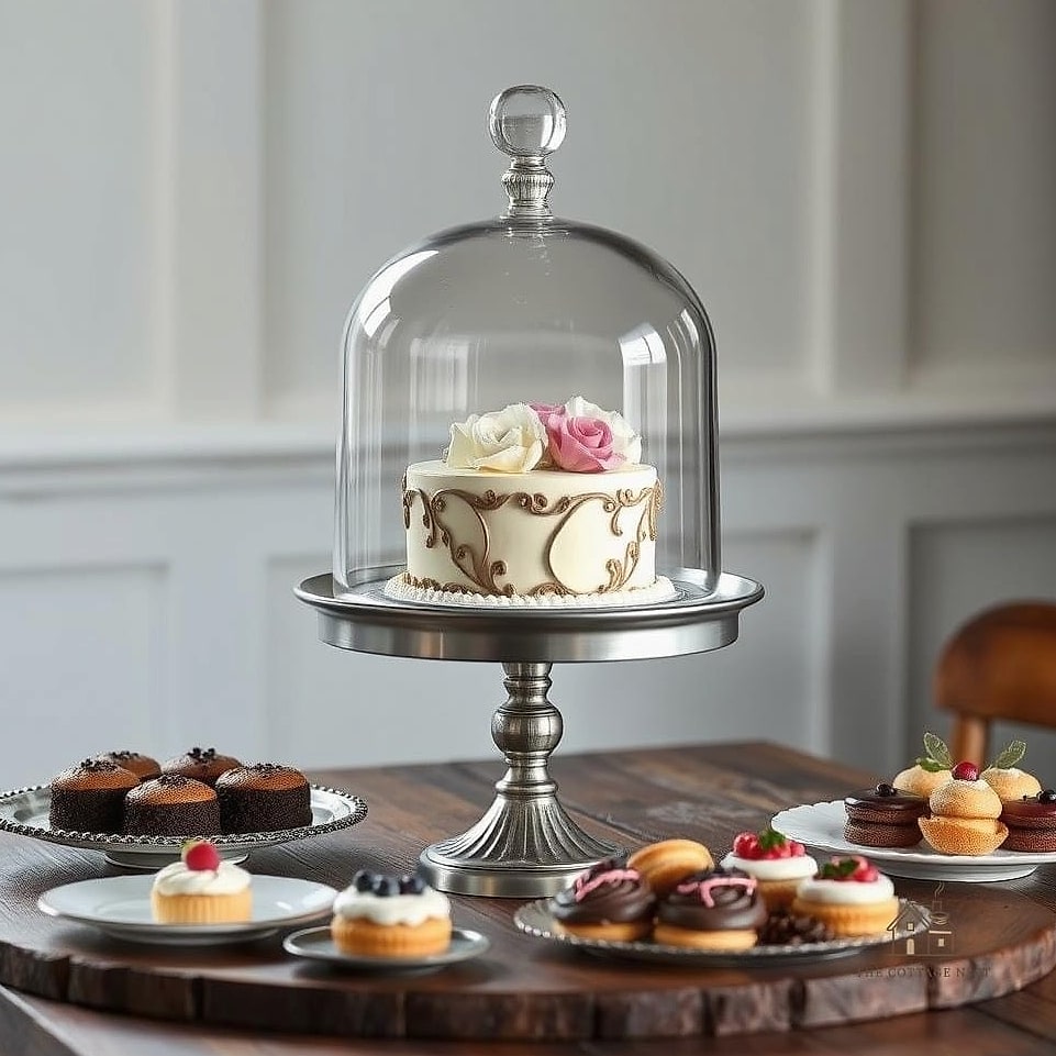 45 Brilliant Dining Room Table Centerpiece Ideas to Copy Right Now 24 A Cake Stand Styled with Seasonal Decor