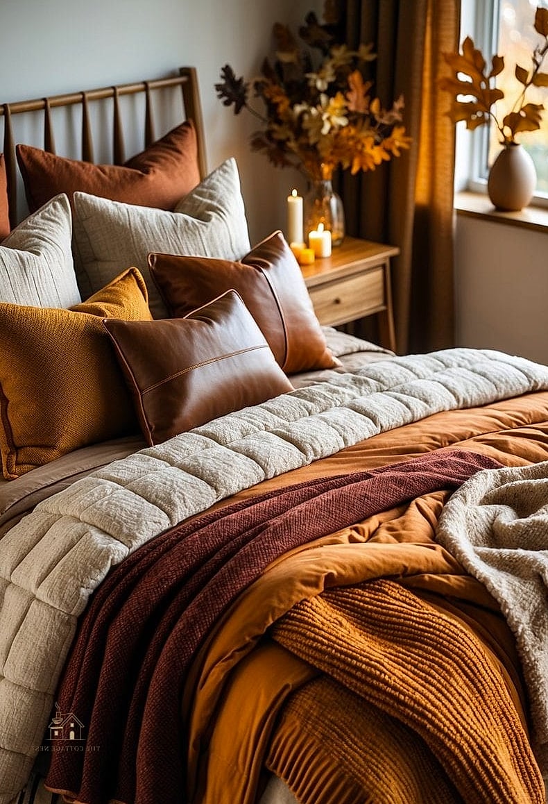 35 Stunning Fall Bedding You'll Absolutely Love 32 Camel and Cream Layered Bedding