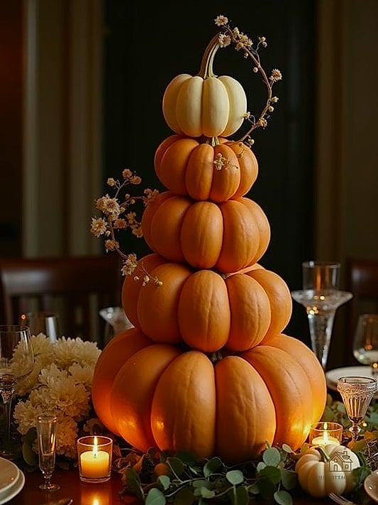 35 Beautiful Fall Table Centerpiece Ideas to Wow Your Guests 29 Candlelit Pumpkin Patch Runner