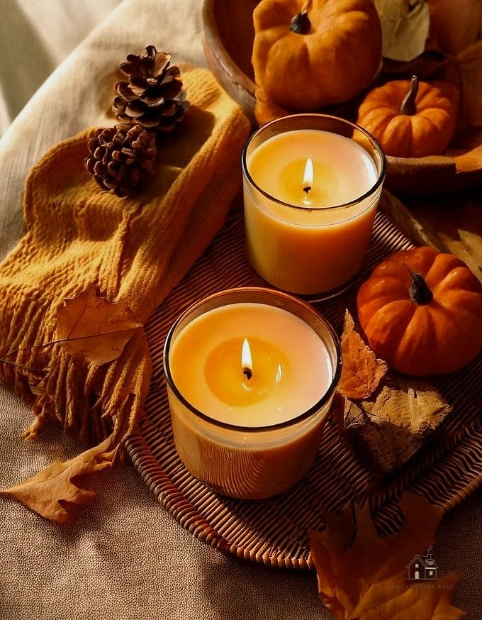Candles in Amber or Smoked Glass Holders