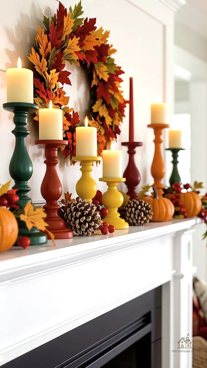 15 Creative Fall Dining Table Decor Ideas That Will Inspire You 5 Candlesticks of Varying Heights