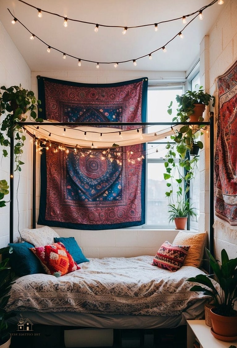 30 Beautiful Boho Dorm Room to Transform Your Space 21 Canopy Bed Curtains