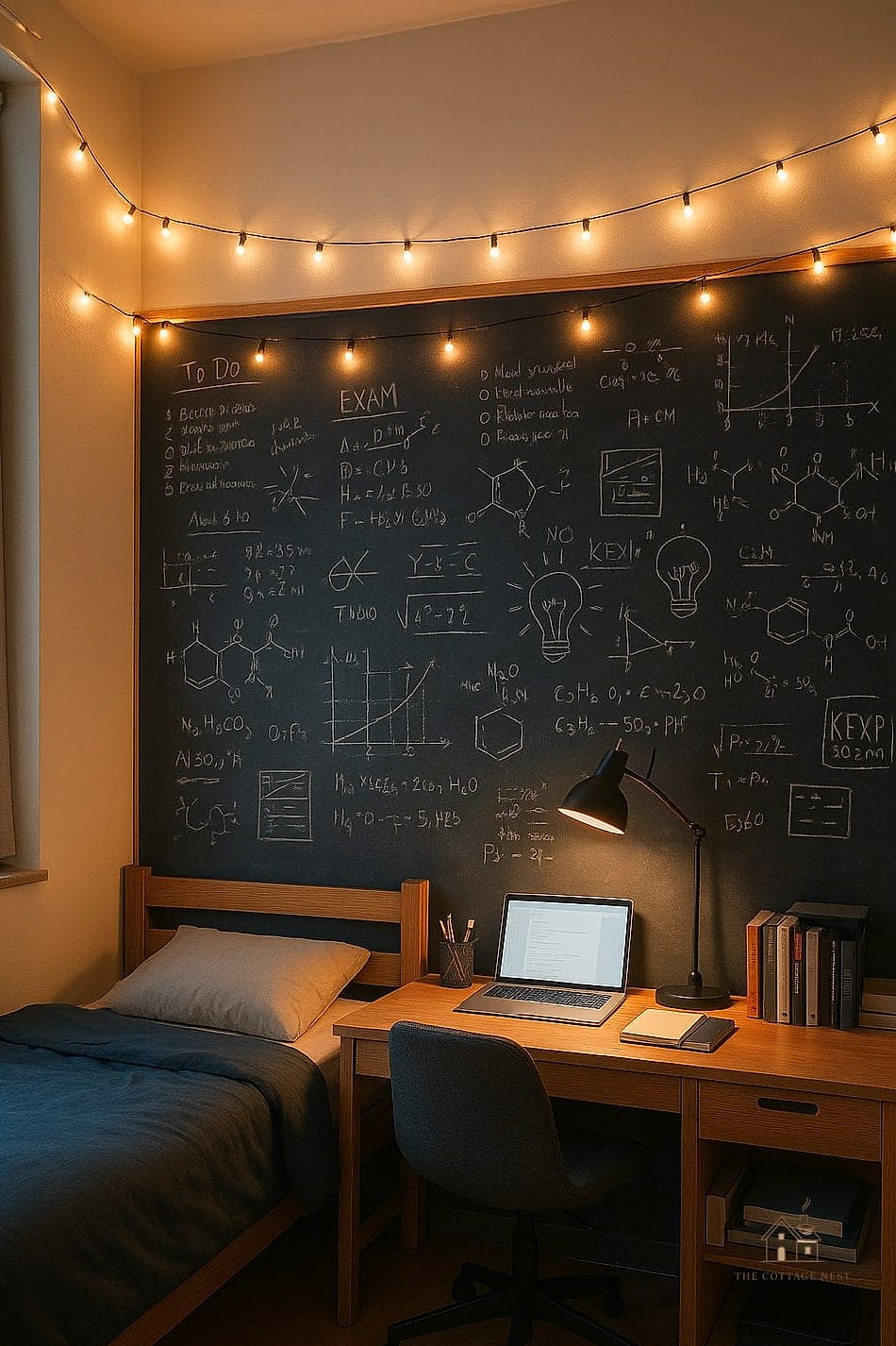 50 Beautiful College Dorm Desk Ideas to Transform Your Space 41 Chalkboard Contact Paper Desk Surface