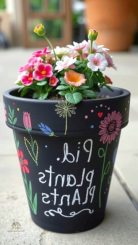 30 Amazing Flower Pots Painting Ideas on a Budget 5 Chalkboard Paint Pots for Herb Gardens