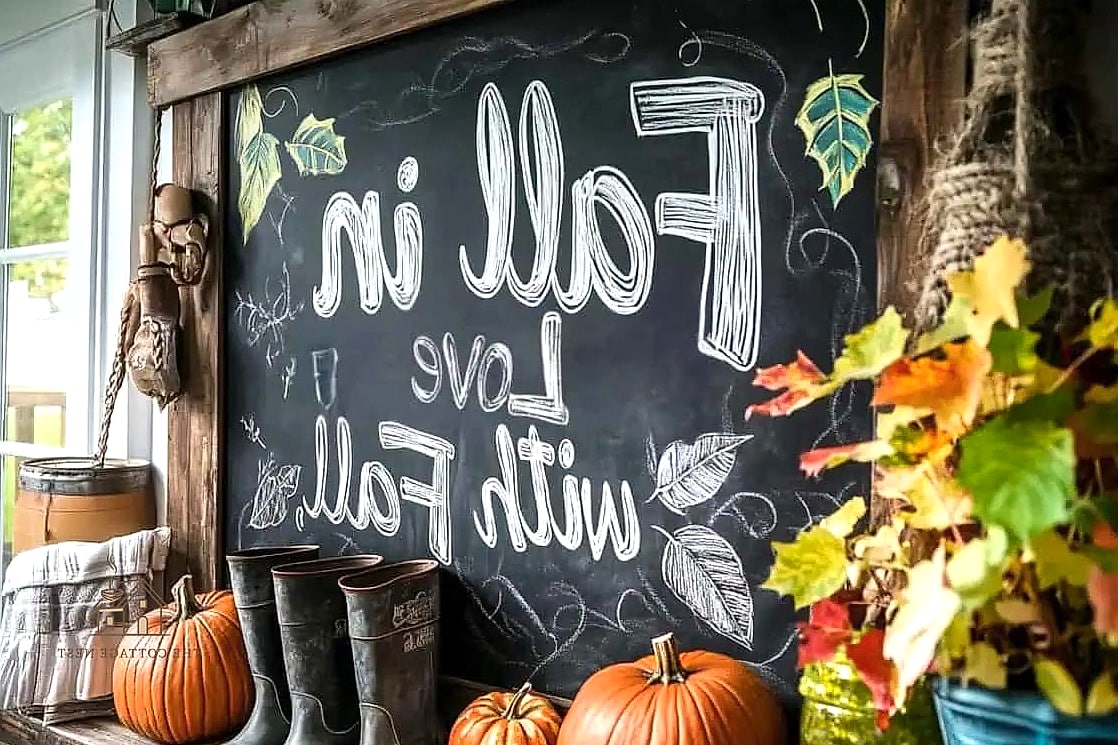 15 Creative Beautiful Fall Front Porch Decor Ideas That Will Inspire You 13 A Chalkboard or Wooden Sign With a Seasonal Greeting