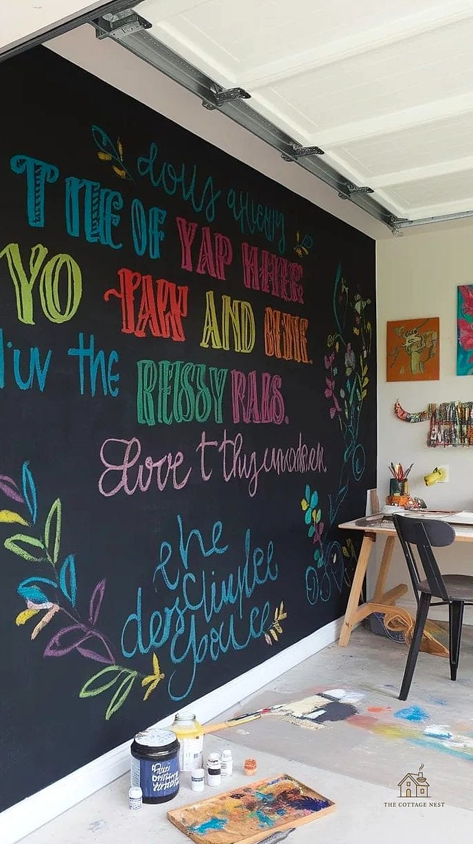 50 Clever Garage Man Cave Ideas for Every Style 28 Chalk-Paint Message Wall