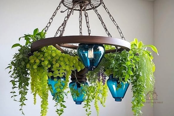50 Clever Junk Garden Ideas Repurposed for Every Style 19 Chandelier Plant Hanger