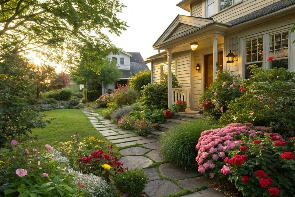 30 Amazing Front Yard Landscaping Ideas on a Budget 15 A Charming Garden Bench