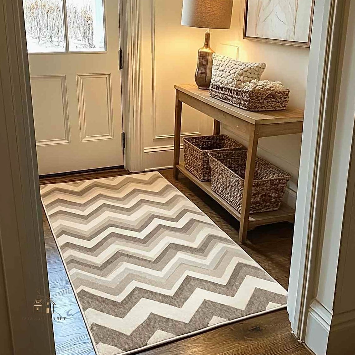 30 Clever Entryway Rug Ideas for Every Style 10 Chevron Pattern Rug for Visual Movement
