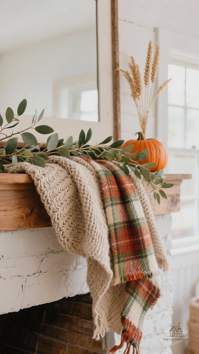 Chunky Knit Textiles Draped Below