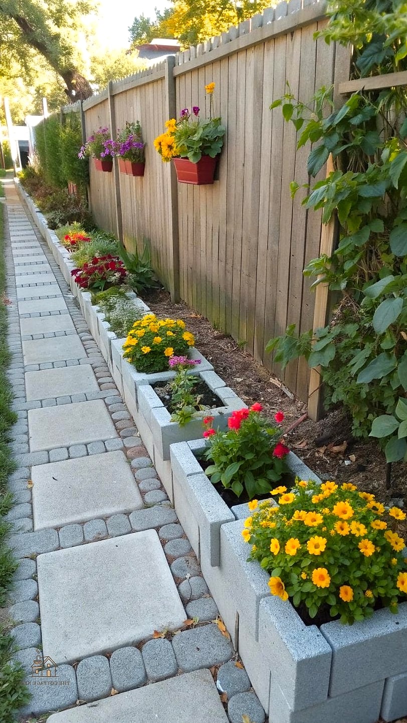 25 Simple Cheap Walkway Ideas Diy That Are Totally Doable 19 Cinder Block Planter Path